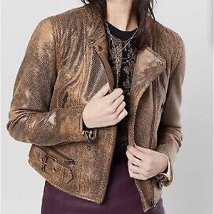 Free People Moto Style Jacket Pretty In Python NWT XL